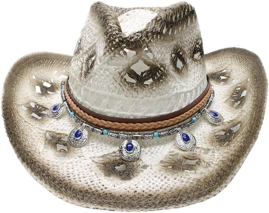 Men's Unisex Vintage Broad Brim Grass Sun Beach Cowboy Hat