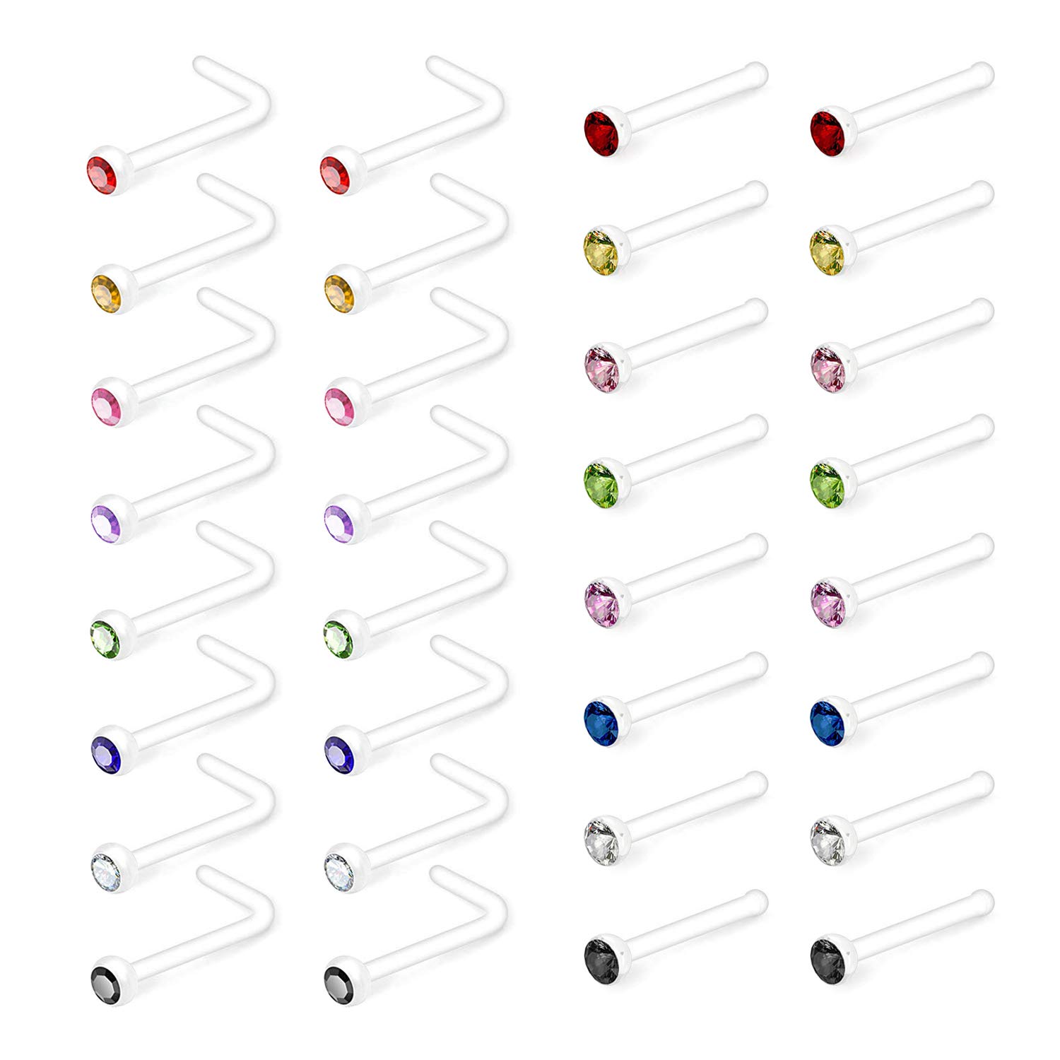 Sponsored Ad - 18G 20G Clear Nose Studs Clear Nose Rings Plastic Nose Rings for Work for Surgery Bioflex Flexible Invisible Nose Piercing Retainer