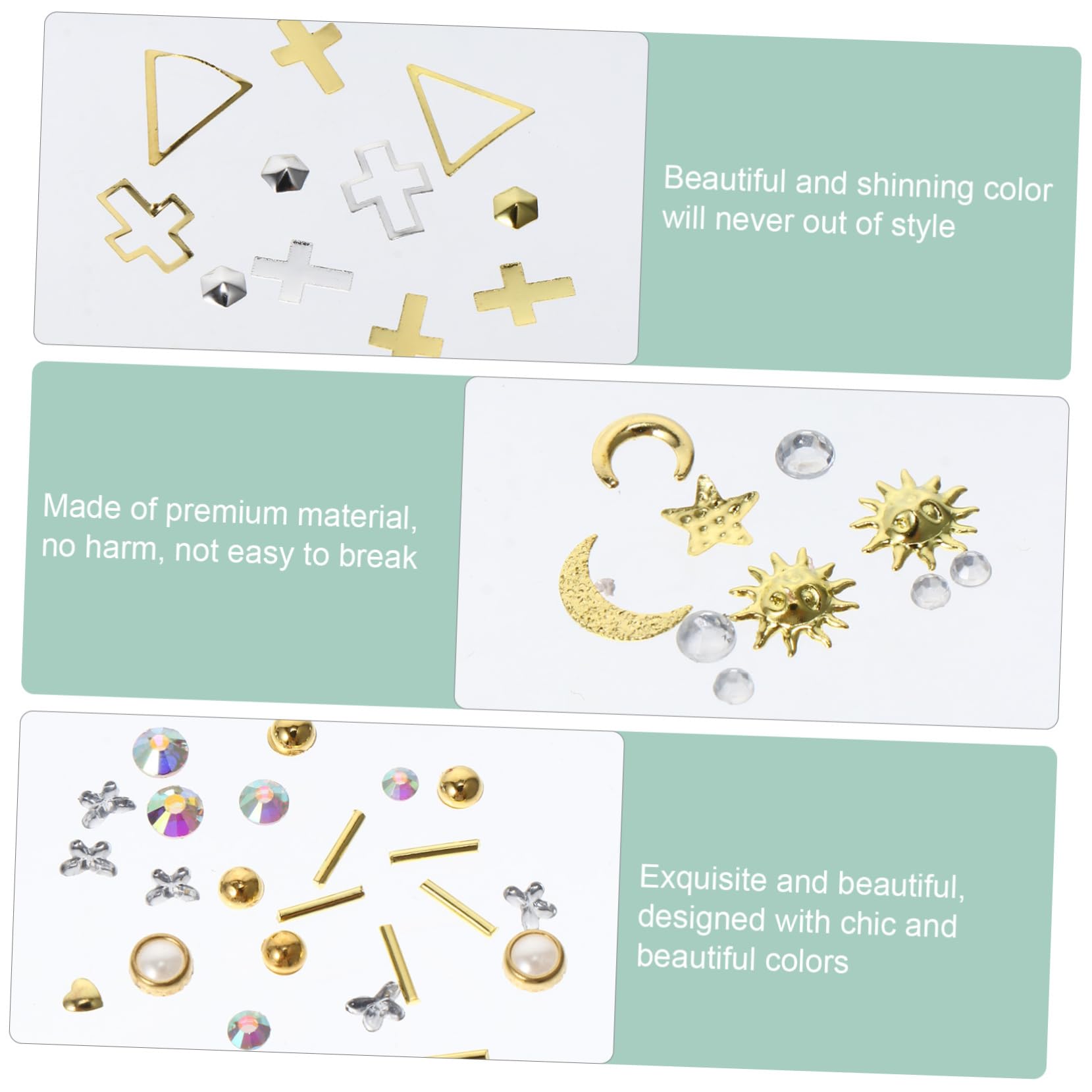 CALLARON 3 Set Decorazioni Per Unghie Set Per Nail Art Gioielli Per Manicure Facili Applicare Per Salon E Te 9 Scatole*3