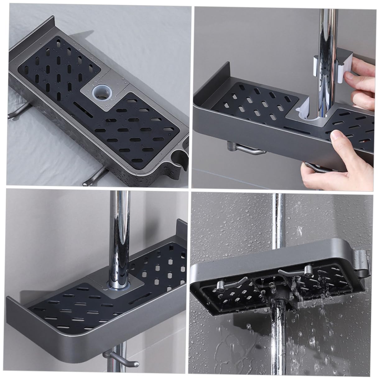 OUNONA 2 Pezzi Mensola Doccia per Organizer Design Foratura Moderno e Capacità Stoccaggio per Shampoo e Accessori Doccia
