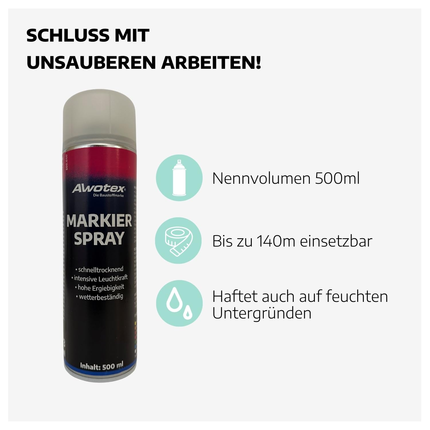 Markierspray neon-pink 500ml I 12 Stück Sprühfarbe mit hoher Deckkraft & ohne FCKW I Markierungsspray Baustelle schnell trocknend & wetterfest I Sprühfarbe zum Markieren für Wand- & Boden