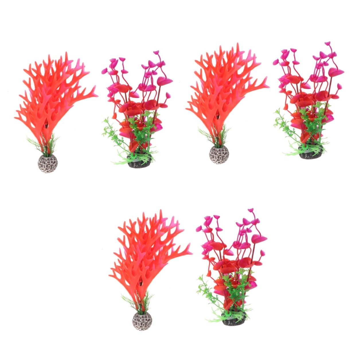 Happyyami 6 Piezas decoración de pecera decoración de astas Plantas de pecera árbol Falso Plantas Falsas Plantas Artificiales Plantas de Acuario Tanque Planta Falsa Decoraciones Decorar Rojo