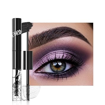 2in1 Semi-Permanent Eyebrow Gel & Lamination Gel, Eeybrow and Lash Gel, Lightweight and Waterproof Tinted Brow Gel For Up To 24HR Hold, Built-In Styling Comb - Clear Eyebrow Gel 08#Black
