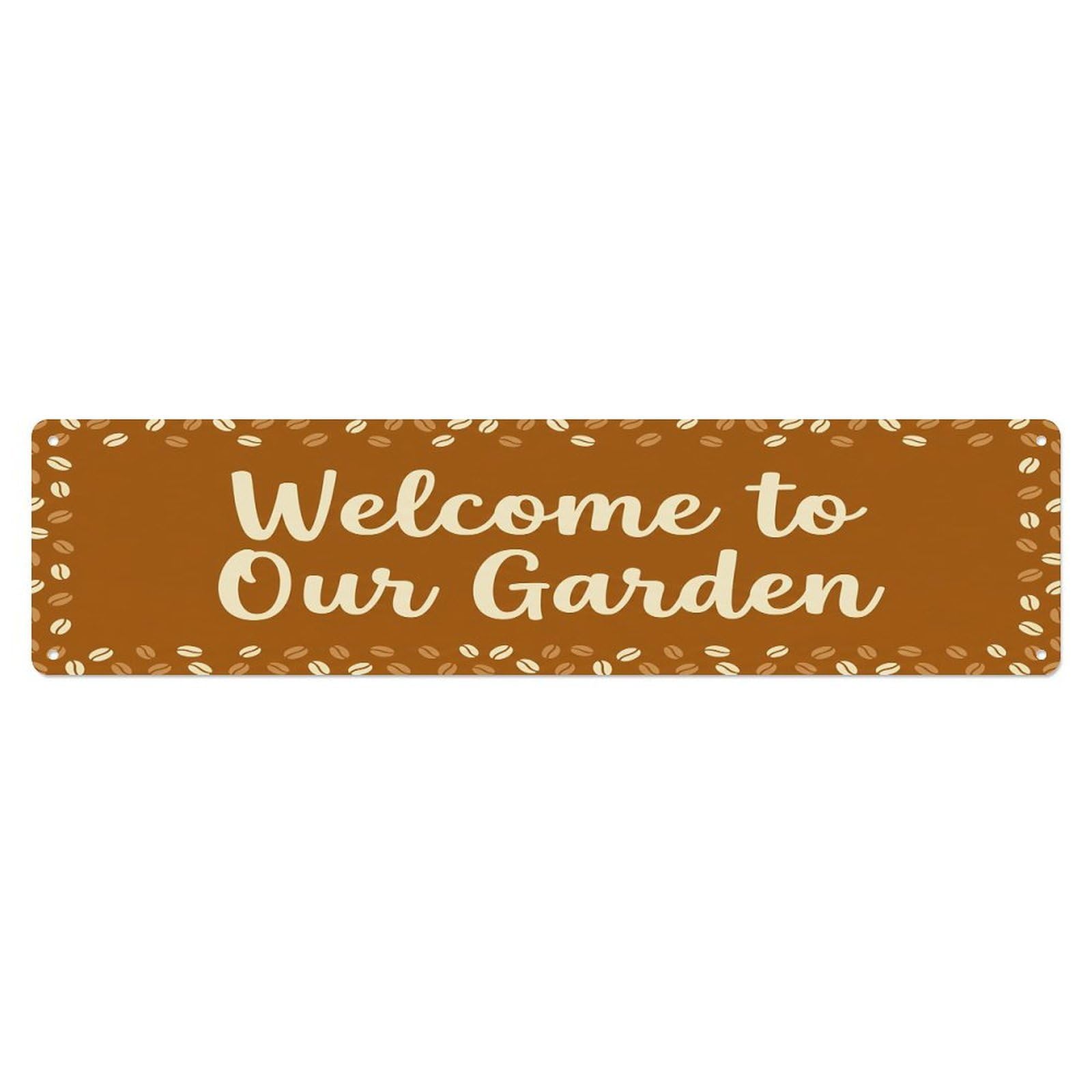 Vintage Welcome to Our Garden Caramel Metal Tin Sign