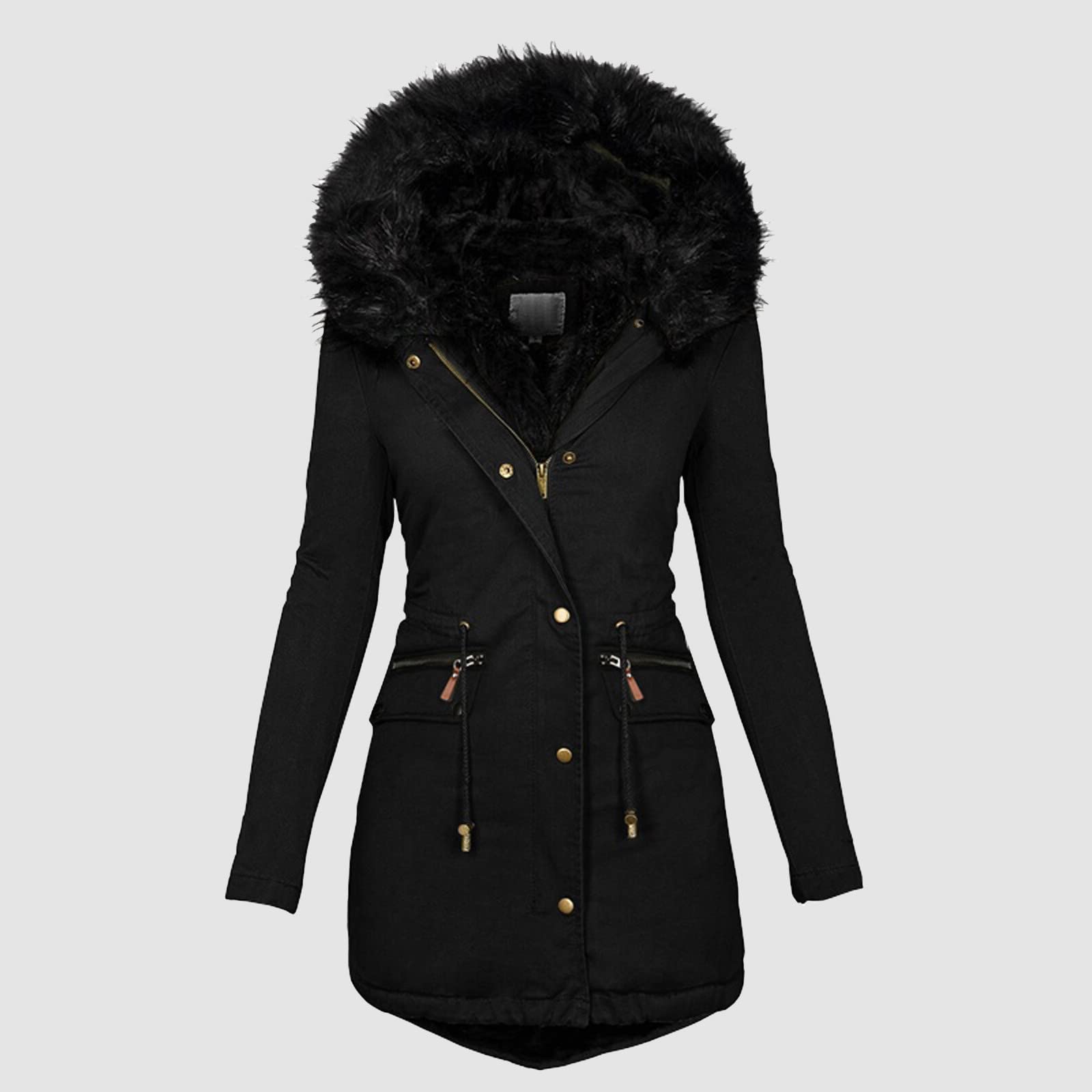 Daunenjacke für Damen, einfach, einfarbig, große Größe, Fleecejacke mit Kapuze, Reißverschluss, Persönlichkeit, Tasche, Outdoor-Kleidung, weich, bequem, Reisen, große Größe