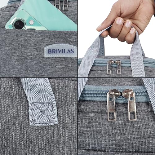 Image of NFI essentials Insulated Lunch Bag for Men Women Large Tiffin Carry Bag Travel Lunch Box Organizer for Office, School, College, Leak-Proof Lunch Cooler Bag (Grey)