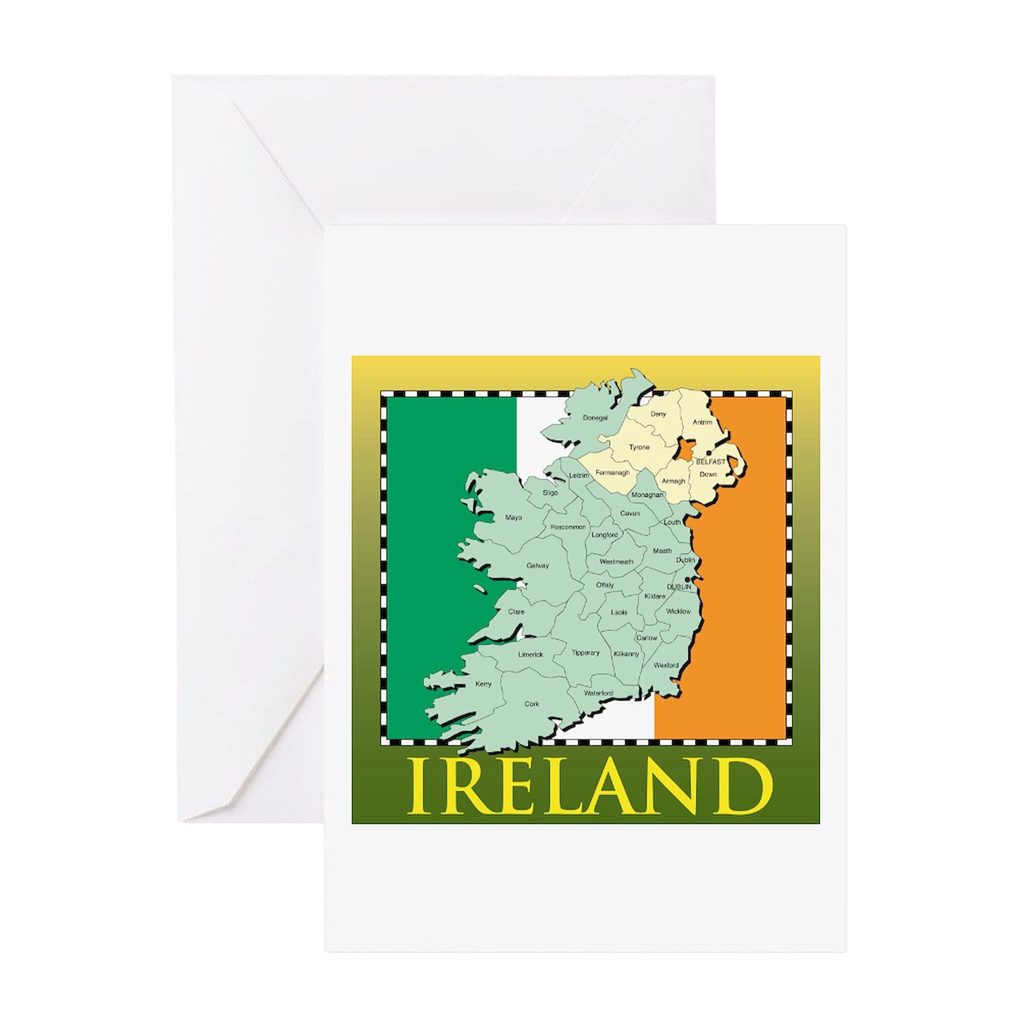 CafePress Ireland Map And Flag Folded Greeting Card Glossy