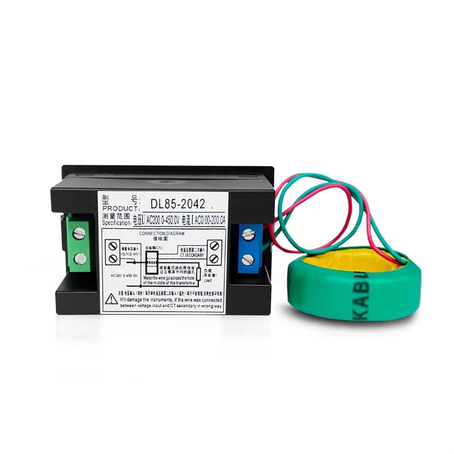 AC Digital Voltmeter Ammeter 220V 380V 200A 100A DL85-2042 Dual Display Accuracy Ammeter Voltage Meter 1Pcs(AC80-300V 0-99.9A)