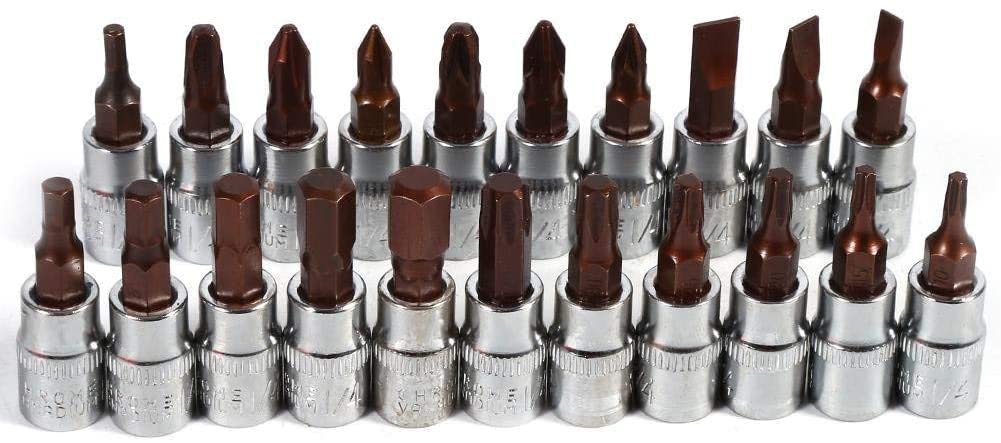Llaves de Vaso Llaves de Carraca Barra de extensión métrica de 1/4 "con Juego de Llaves de Tubo, 46 Piezas 108