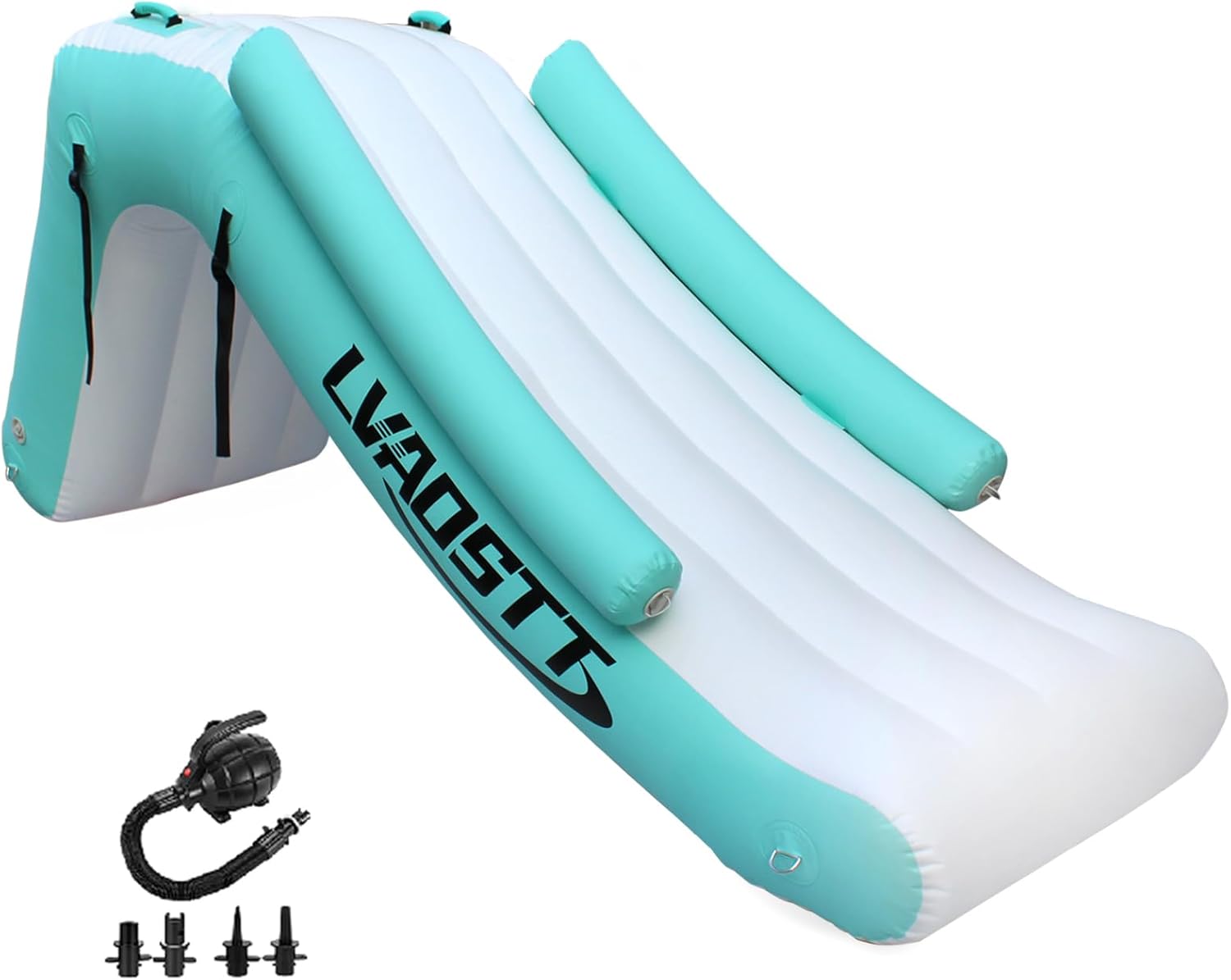 LVAOSTT Pontoon Waterfall Slide, Inflatable Water Slide, Slide Island Inflatable Boat Slide for Adults and Kids