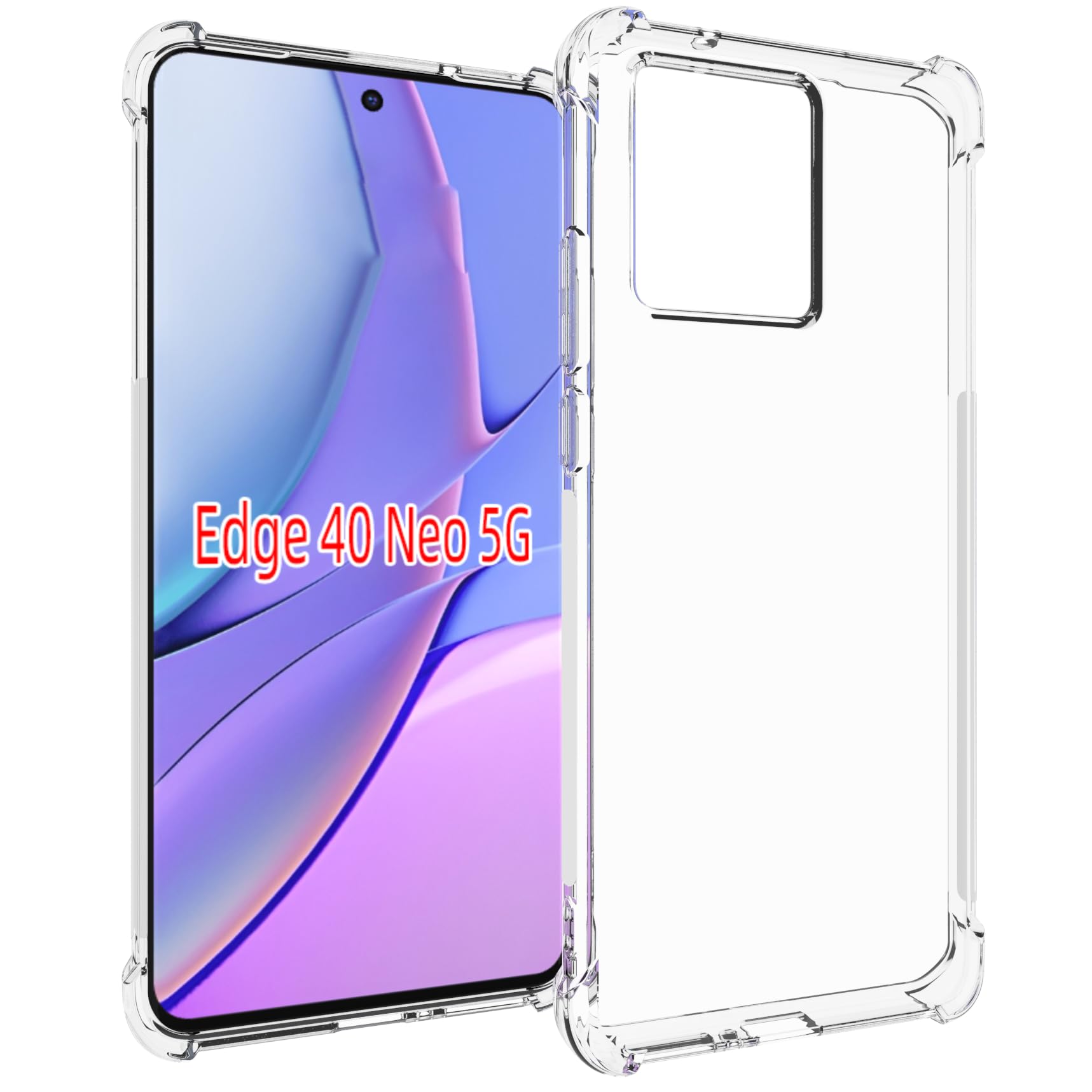 USTIYACase for Motorola Moto Edge 40 Neo Clear TPU Four Corners Protective Cover Transparent Soft