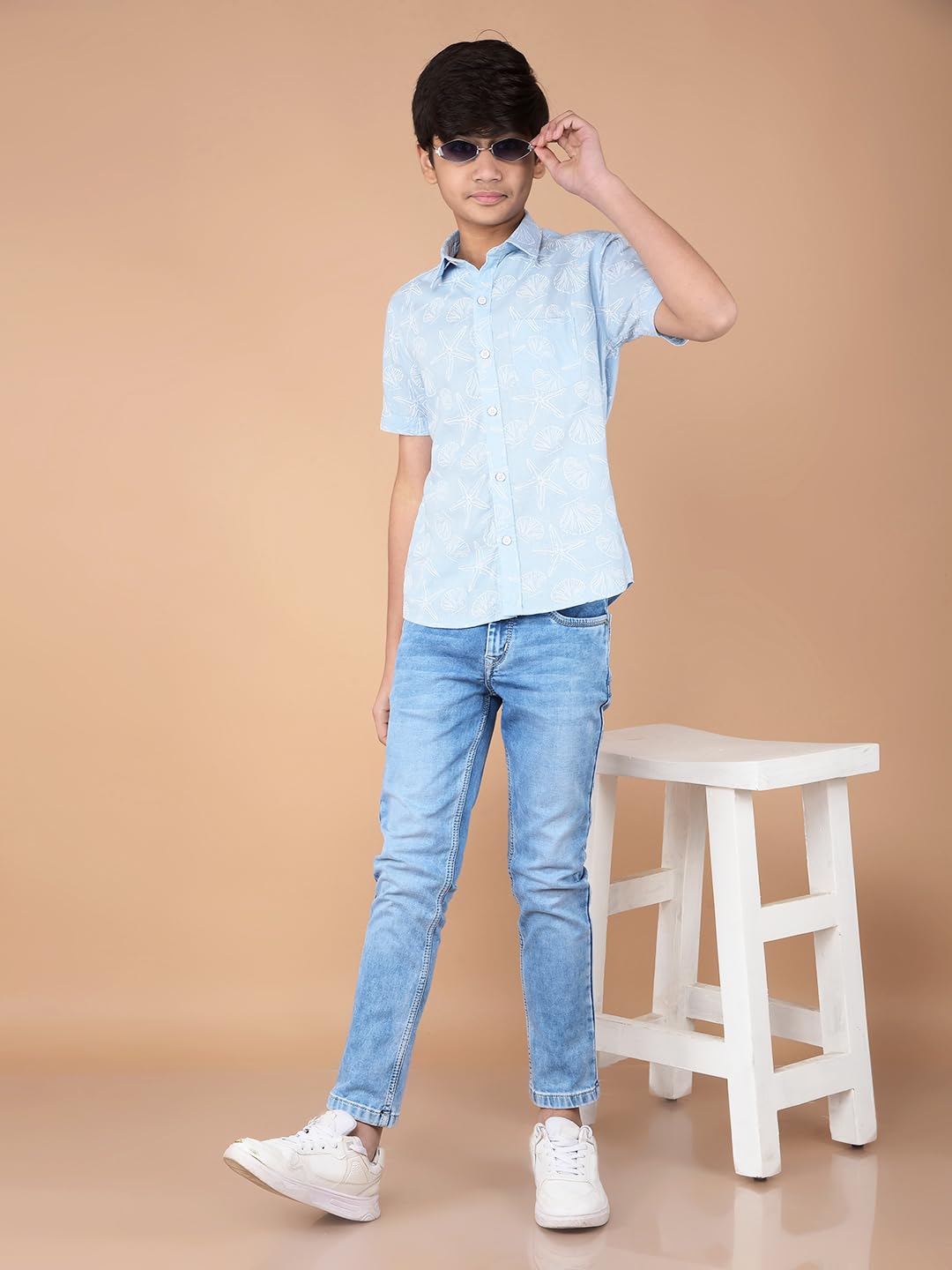 Crimsoune Club Boy's Blue Printed Shirt (13-14Y) 4