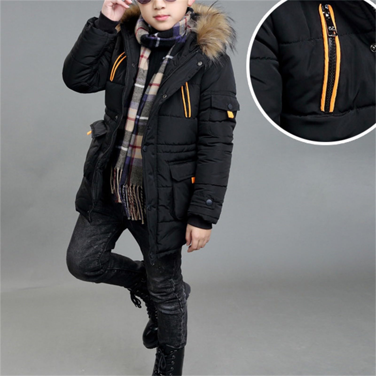 Veste en duvet pour garçons - Rembourrée - Chaud - Manteau d'hiver décontracté - Parka d'extérieur matelassée épaisse et confortable