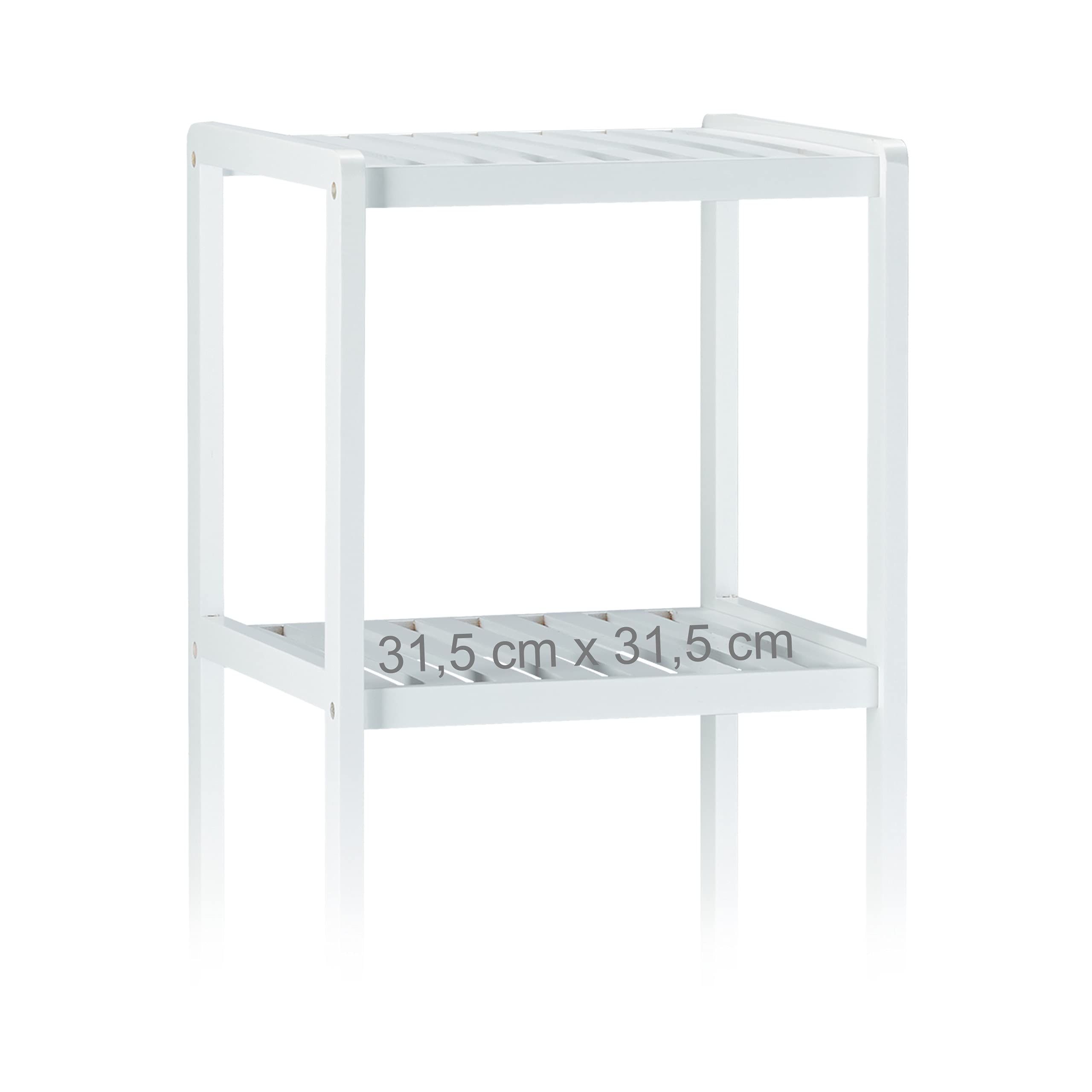 Półka łazienkowa Relaxdays z bambusa z 5 półkami, wys. x szer. x gł.: 139,5 x 34,5 x 33 cm, biała