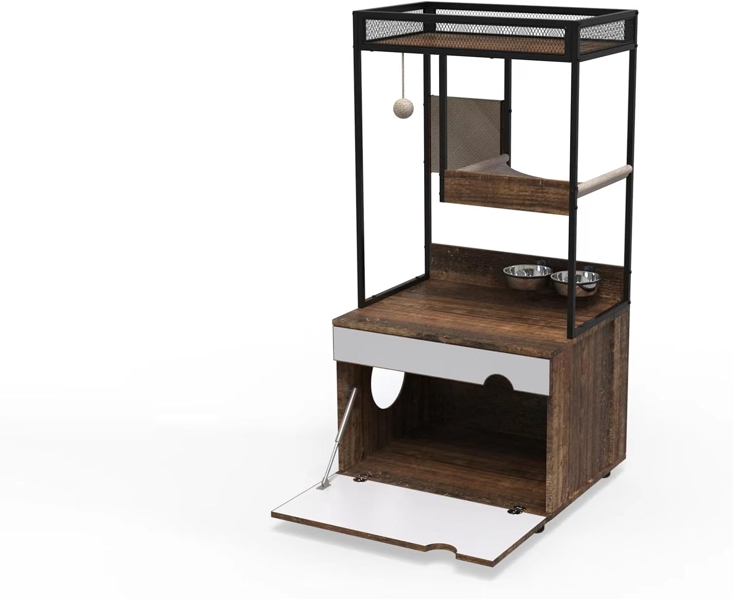 Cat Litter Box Enclosures with Cat Tree Tower, Cat Furniture,Cat Cabinet