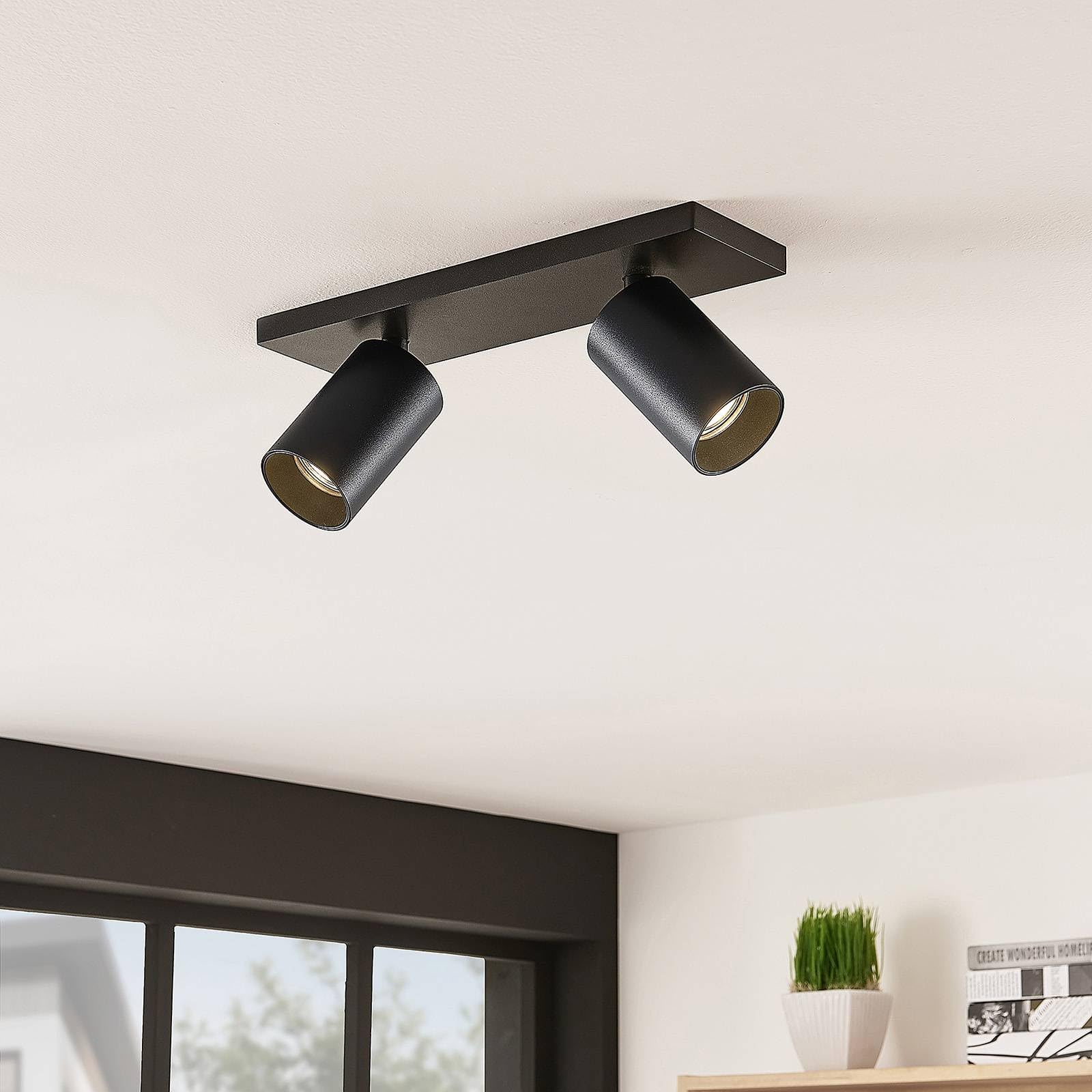 Arcchio Spot Brinja à intensité variable (Moderne) en Noir Aluminium e. a. pour Couloir (à 2 lampes, GU10) Lampe encastrable plafonnier applique
