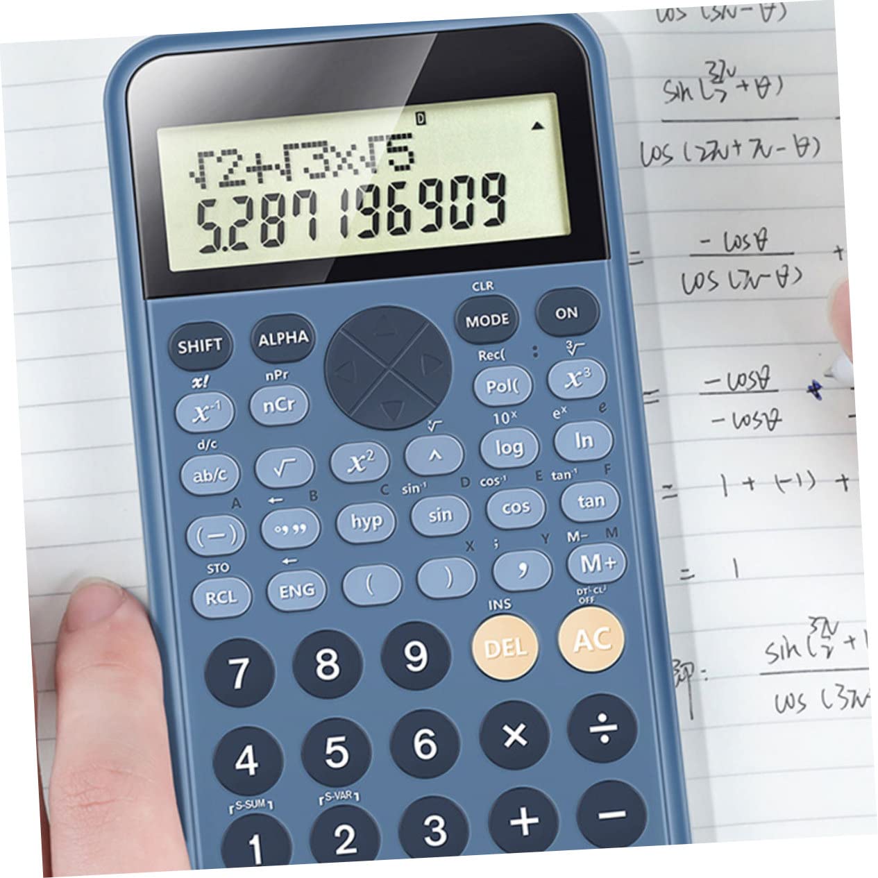 NUOBESTY 2pièces Calculatrice Scientifique Fonctionnelle Étudiante pour Compétition Et Bureau Bleu Idéale pour Mathématiques Et Comptabilité