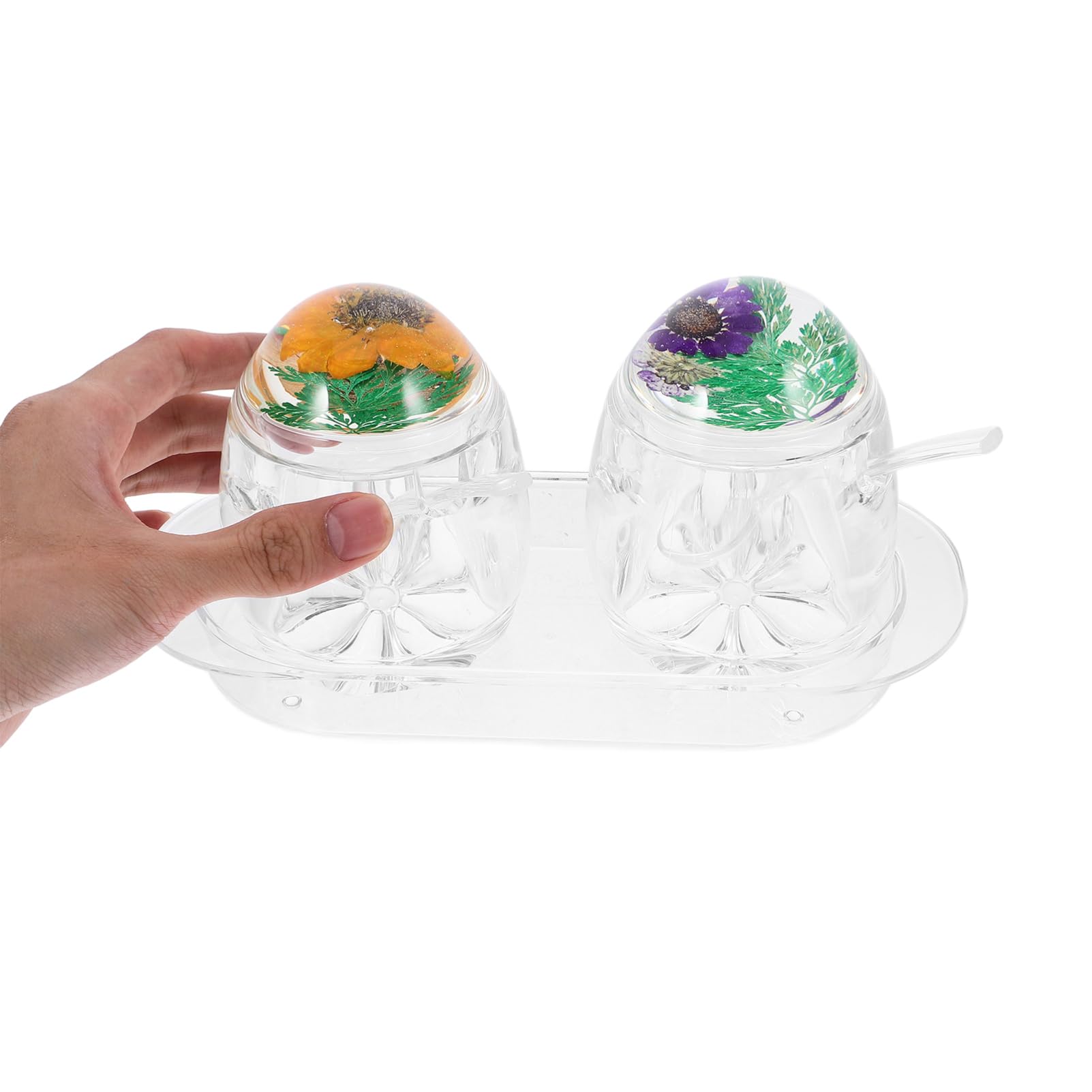 Alipis Transparente Acryl Gewürzglas mit Blumendeckel Gewürzbehälter für Salz und Maisstärke Härte und Ordentliche Aufbewahrung für Heimische Küche Zufälliger Stil