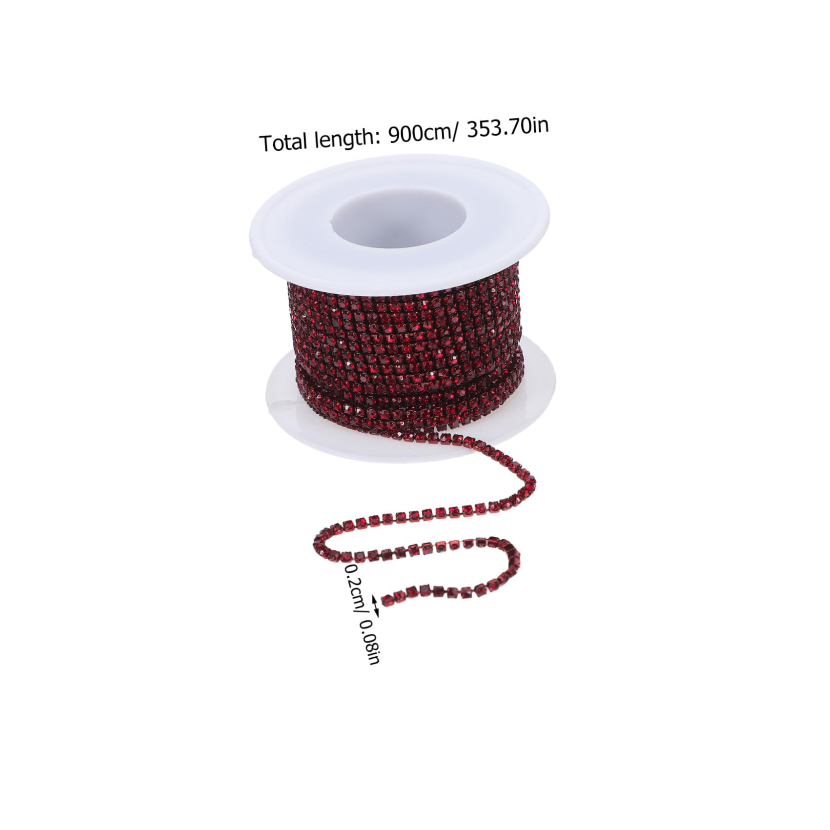 Sosoport Cadena de Gemas de Imitación 2 Mm, 10 Yardas, Rojo Profundo Ss6, Cinta para Joyería, Ropa, Zapatos y Manualidades Diy, Cadena de Cristal para Adornos y Costura — view 2