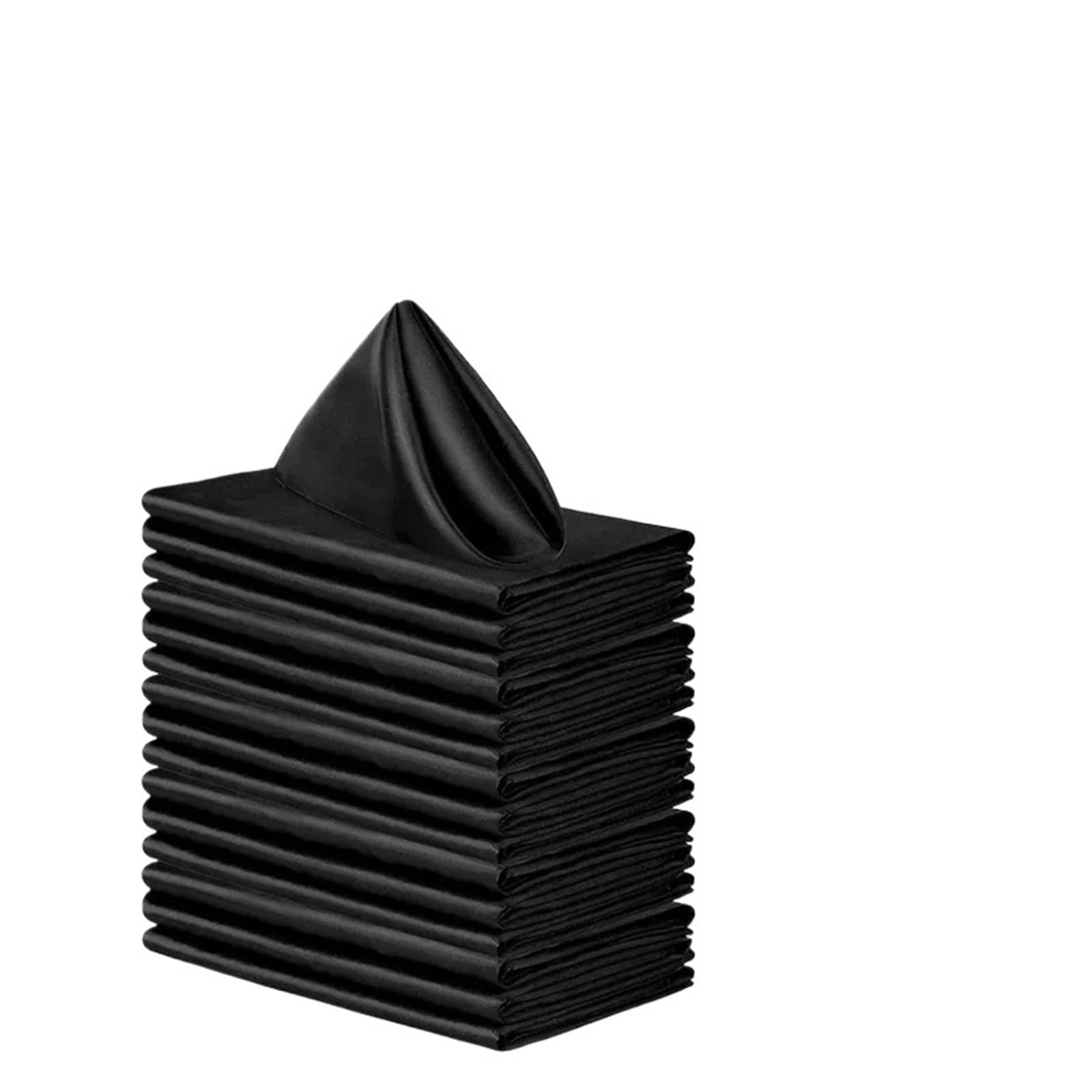 Table Napkins 12Pcs 30X30cm Satin Table Napkin Soft Handkerchief Romantic Wedding Banquet Square Napkins Dinner Decoration(Black)