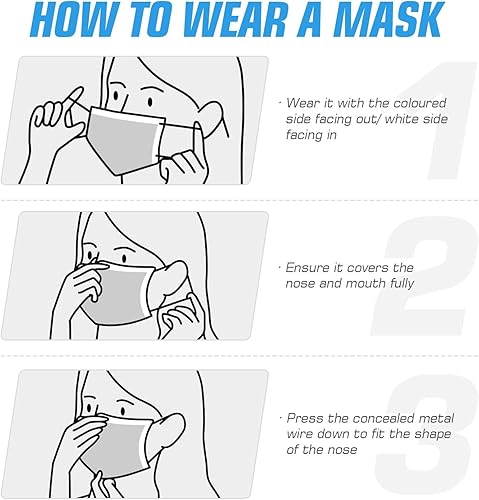 Miniatura 6 de 50 unidades de máscara desechable con filtro de 3 capas no médica respirable con cinta elástica para las orejas