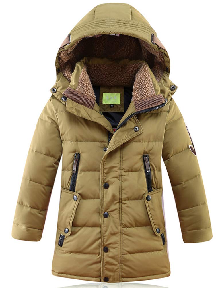 Odziezet Girls Khaki Boys Puffer Down Coat Kids Warm Padded Parka Hooded Jacket Winter Outwear 4-13 Years