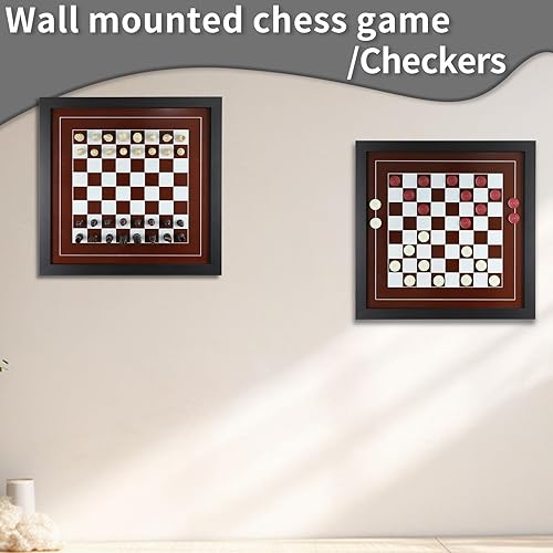 Miniatura 4 de Juego de mesa de damas colgantes, juego de mesa de ajedrez, montaje en pared, juego magnético de pared, vitrina colgante vertical, juego familiar,