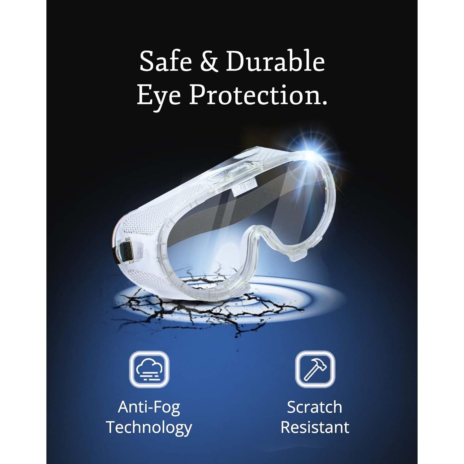 Aqulius Safety Goggles - 10-Pack, Direct-Vented & Comfort Fit - Anti-Fog Impact-Resistant Protective Eyewear Bulk for Construction - ANSI Z87+ Certified