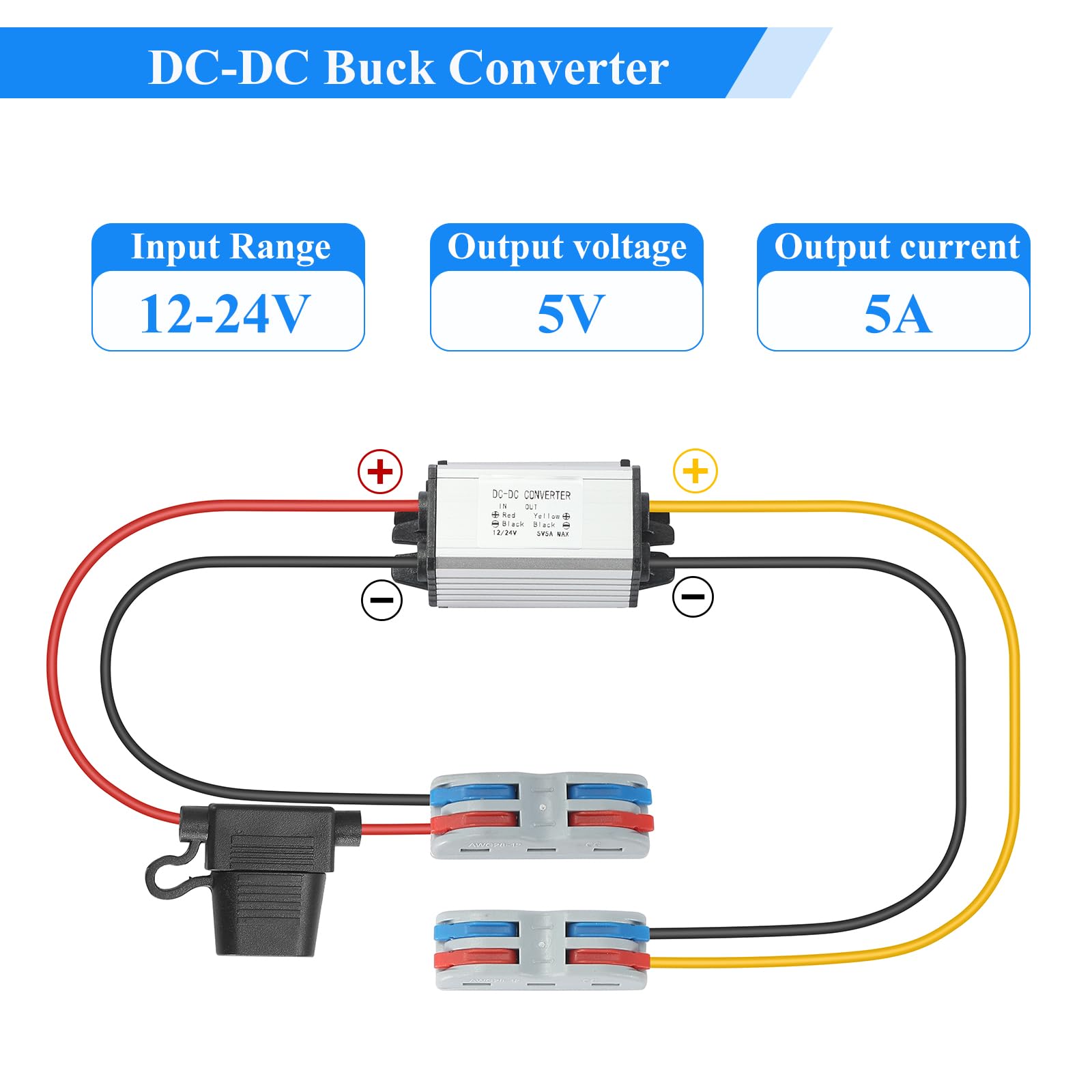 Step down 12V/24V a 5V 5A 25W dc dc converter Buck Volt
