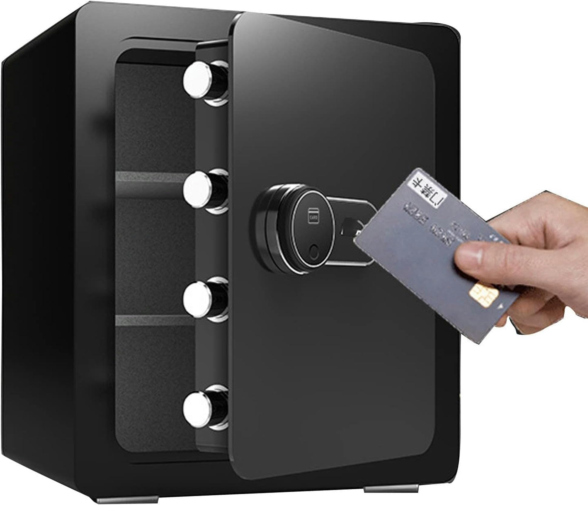 Coffre-fort à empreintes digitales avec clavier numérique, étagère amovible pour documents, bijoux et espèces, 45 x 38 x 30 cm