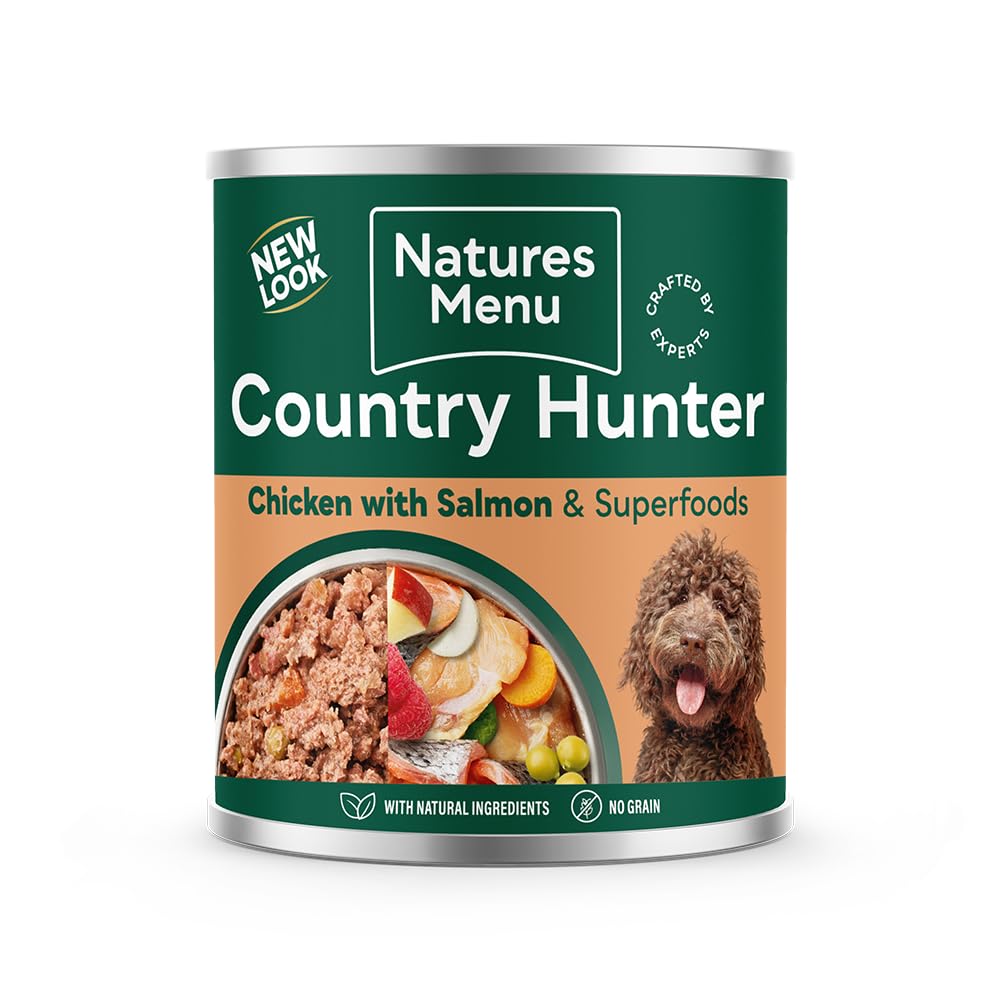 Natures Menu Salmon Country Hunter Wet Dog Food - Chicken With & Superfoods 6X600g Cans - 52705  