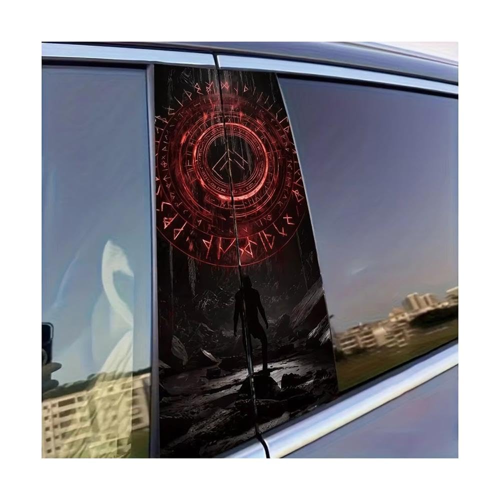 Decorative Items 2pcs Car Window Pillar Stickers Runestone Circle Glossy Material Protective Film