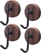 FOGAWA 4 Pieces Adhesive Wall Hook, Wood Wall Hanger, Natural Walnut Bathroom Accessories, Self-Adhesive Wall Hanger for Entrances, Kitchens, Hallways, Bedrooms, Living Rooms (Intense Black)