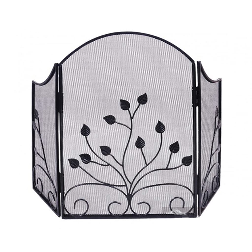 Schermi per Caminetti di Guardia Schermo camino in ferro battuto in ferro battuto a floor-to-soffitto tri-fold camino schermo intagliato foglie stufa recinzione partition hollow decorative art Accesso