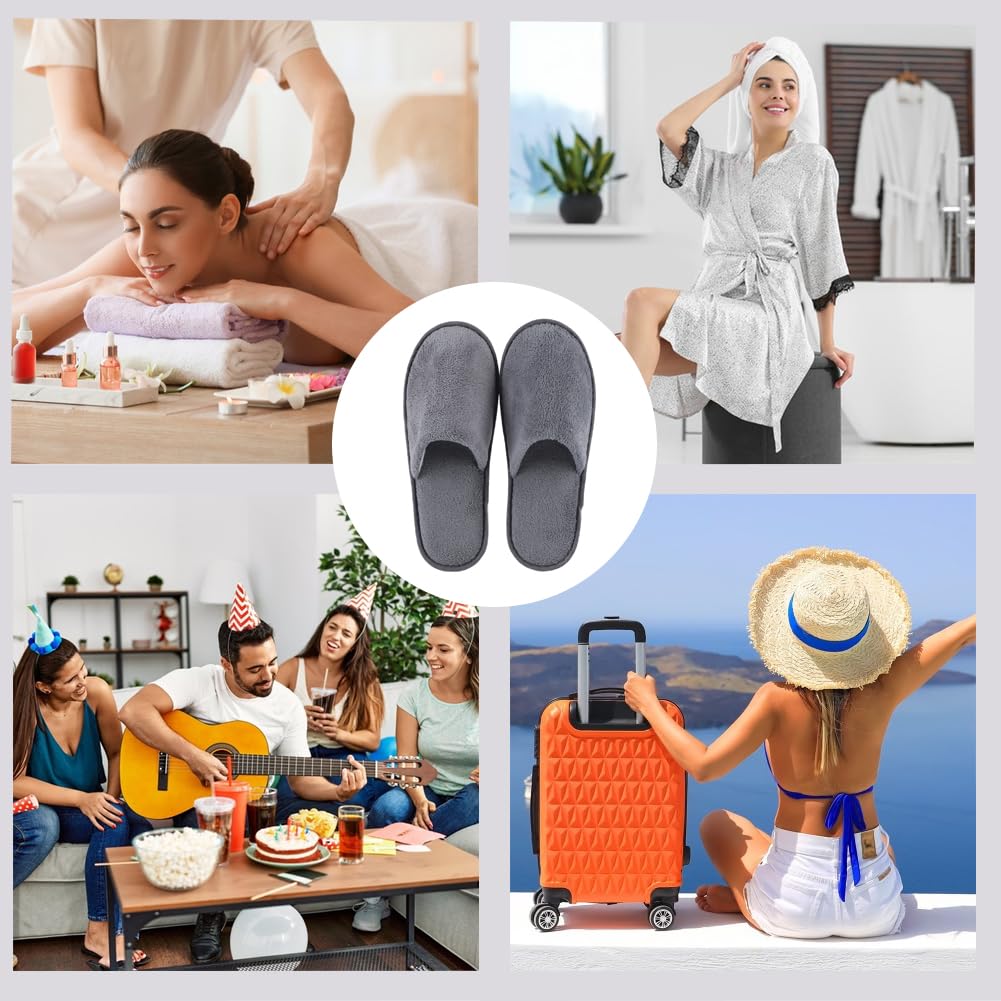 AhfuLife 5 Paires Pantoufles Hotel Taille 36/38, Chaussons Blanc D'Hôtel à Bout Fermé Pantoufles En Velours, Pantoufle Maison Chaussons De Spa Chausson Unisexes Pour Homme Et Femme