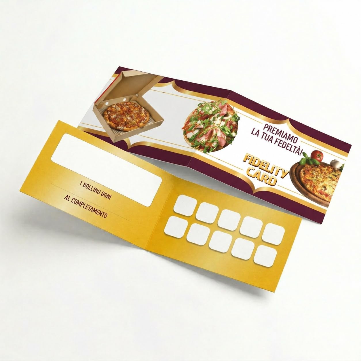 GHIBLI Tessere Fedeltà per Pizzeria con 10 Caselle da Timbrare - Fidelity Card Pizza Omaggio - Carte Punti per Fidelizzare la Clientela - Ogni 10 Pizze Una Pizza Gratis per i Clienti Fedeli (50)