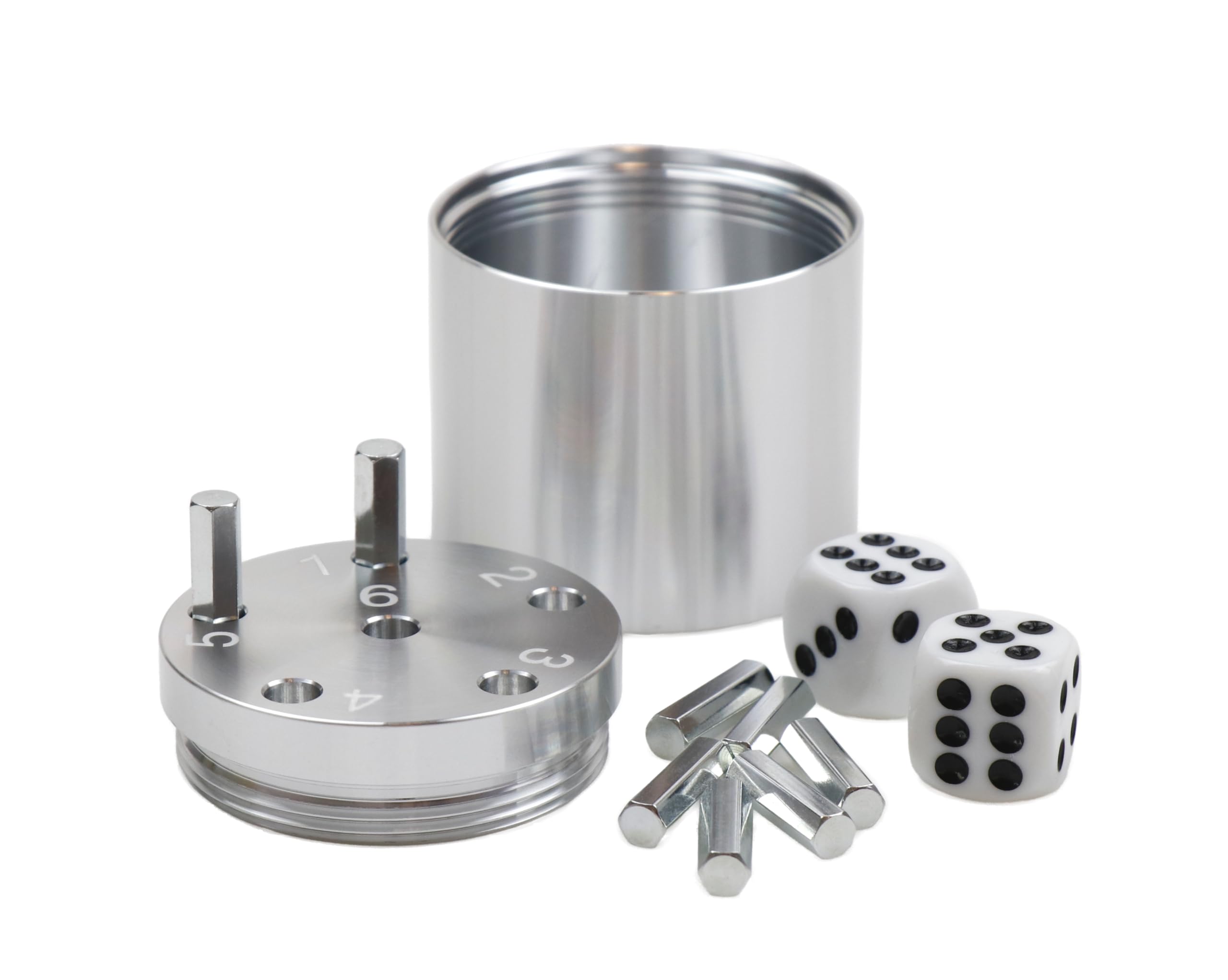 BestSaller 3001 'SUPER SIX' Aluminum, 36 Spielstäbchen & 2 Würfel, Silber (1 Stück)