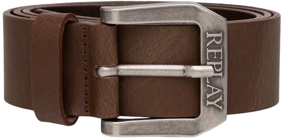 Replay men's leather belt, brown (Dk Brown Wood 110), 95 cm