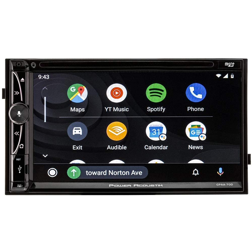 Power Acoustik CPAA-70D screen displaying Apple CarPlay interface