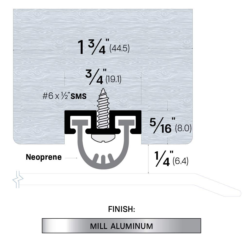 Mortised Door Bottom Sweep With Neoprene - 36 Inch Sound & Draft Stopper