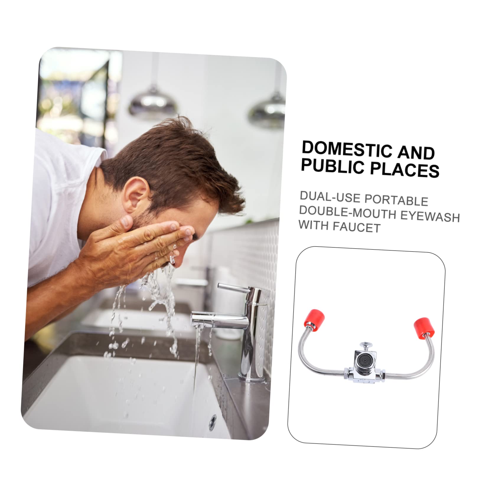 PRETYZOOM Estación Lavaojos de Emergencia para Lavabo, Montaje en Lavabo Grifo, Acero Inoxidable, Activación Rápida