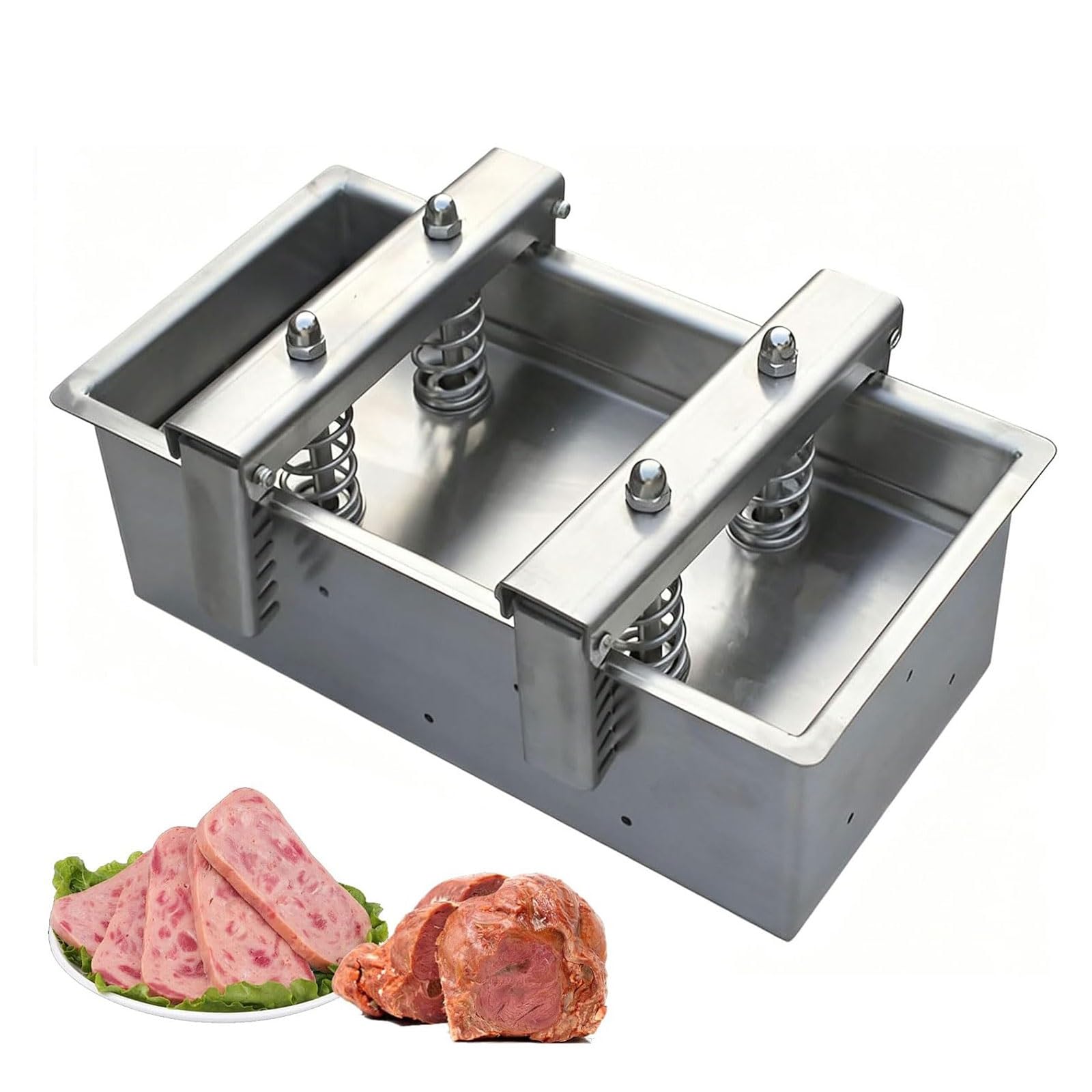 Pressa per carne di prosciutto, 1-5 kg, in acciaio inox, con piastra di base rimovibile e molla ad alta coppia, grande capacità, per prosciutto fatto in casa, facile da pulire, per maiale, manzo e