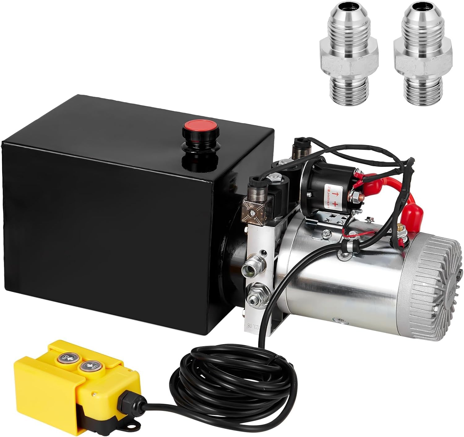GarveeHydraulic Power Unit, 12V 8.5 Quart Dump Truck Lift Hydraulic Pump Power Unit, Single Phase Hydraulic Power Unit, with 8L Steel Tank, Electric Hydraulic Power Unit, for Lifting Equipment