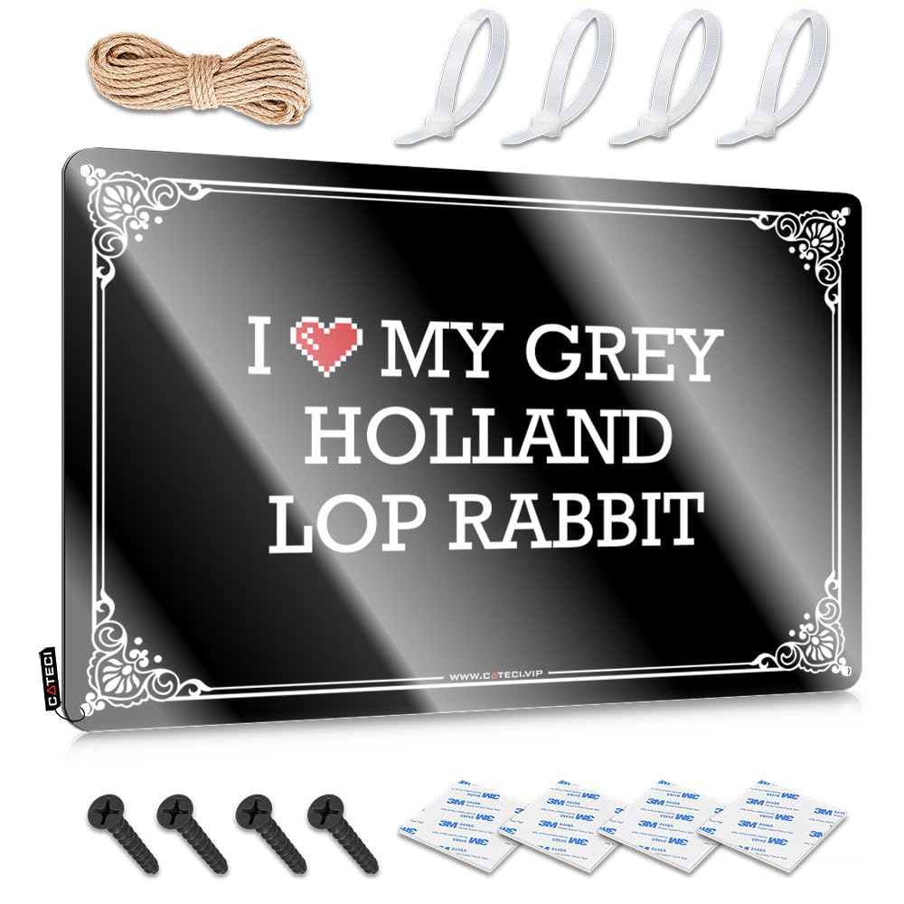 Fzfn Colour Decoration Awesome Grunge Room Decor Aesthetic Home Decor - I Love My Grey Holland Lop Rabbit Nice Rustic Style Artwork For Ranch(30X40cm)