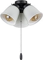 Vista 17 de Aspen Creative 22013-1, Kit de luces para ventilador de techo de tres luces con cadena de tracción, acabado blanco mate con pantallas de vidrio