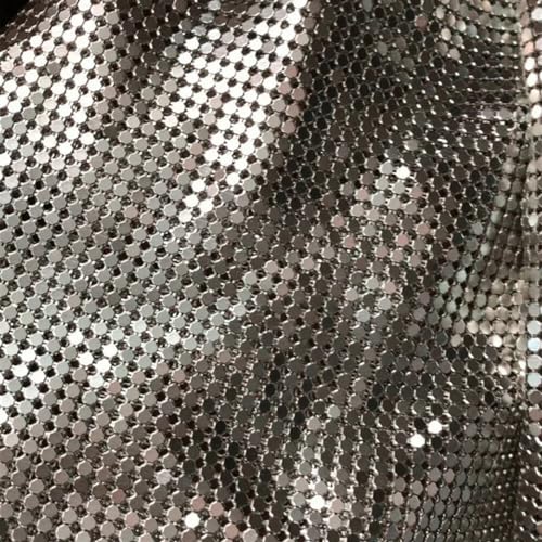 Maille métallique à paillettes argentées 45x150 cm souple et scintillante pour couture mode