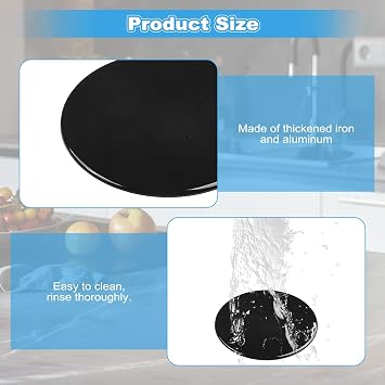 Cooker Hob Gas Burner Cap, 4Pcs Flat Cooker Hob Parts, 55mm 75mm 100mm Burner Flame Cap Lid Kit Suitable for SABAF Gas Stove Burner Kitchen Accessories (Black)