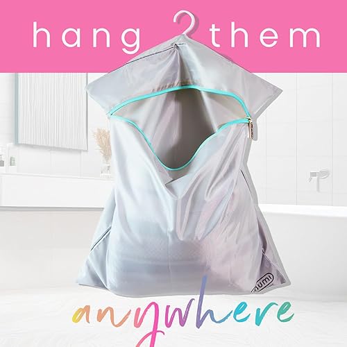 Miniatura 3 de MUMI Bolsa de lavandería de viaje, a prueba de humedad y olor, las bolsas de lavado separan la ropa de la ropa limpia, con colgador plegable y bolsa