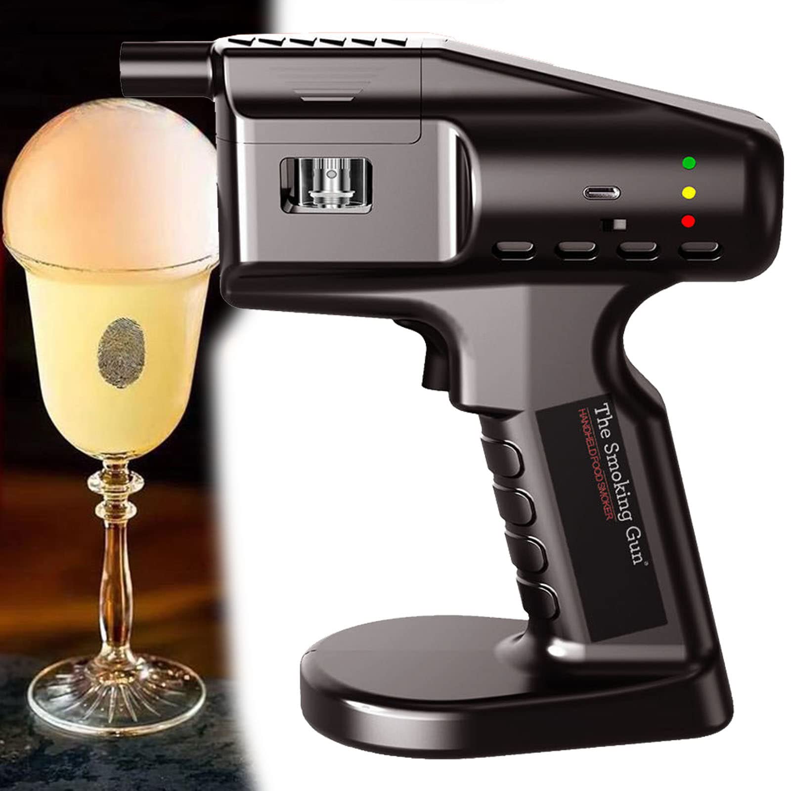 MAYKEA Affumicatore Portatile per Alimenti Pistola Palmare per Infusore di Fumo Pistola Fumante Cocktail, per Formaggi, Carne, Barbecue, Pesce, Bistecca, Design di Ricarica USB