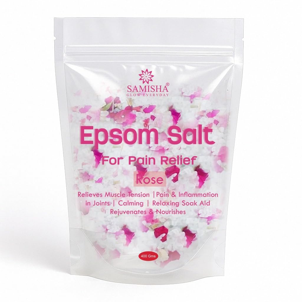 epsom salt SAMISHA - bathing salt | epsom salt for pain relief | epsom salt for foot wash | magnesium sulphate | muscles relaxation | epsom salt for bath and shower | epson salt magnesium (Pack of 1, Rose)